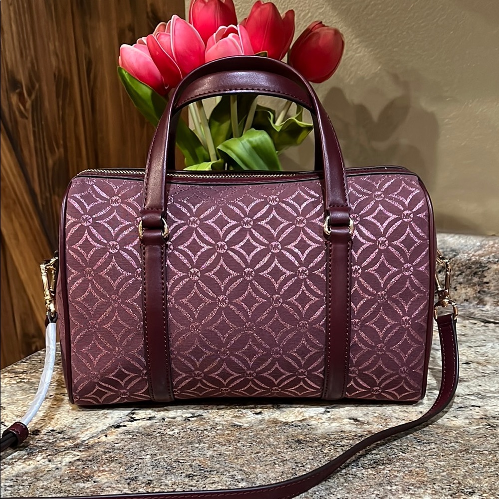 MICHAEL KORS NWT JST TRAVEL MEDIUM SATCHEL SHOULDER CROSSBODY BAG MK OXBLOOD - Picture 5 of 8